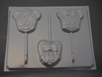 158sp Famous Male Female Mouse Dog Face Chocolate or Hard Candy Lollipop Mold